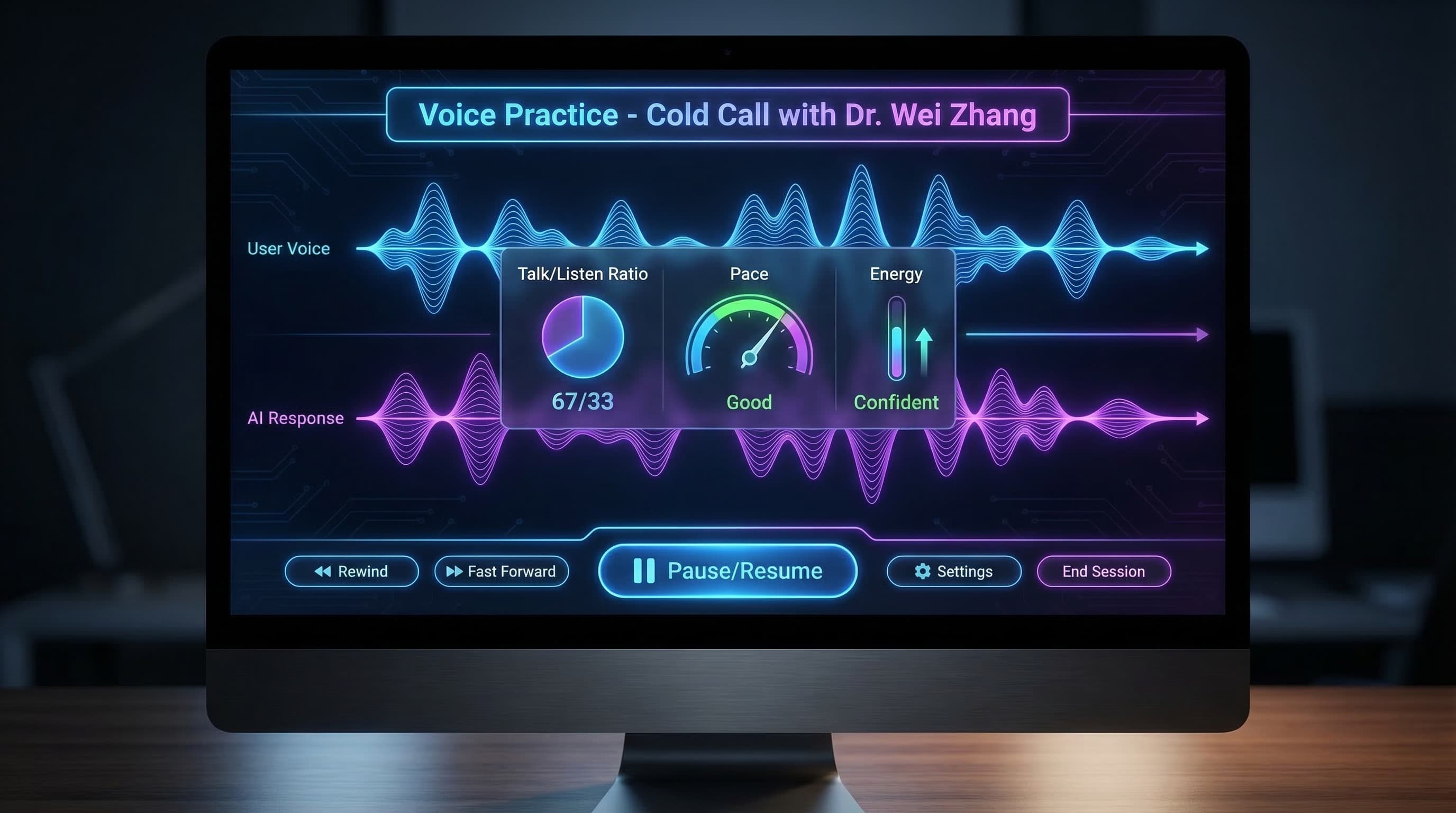 Voice practice with real-time metrics